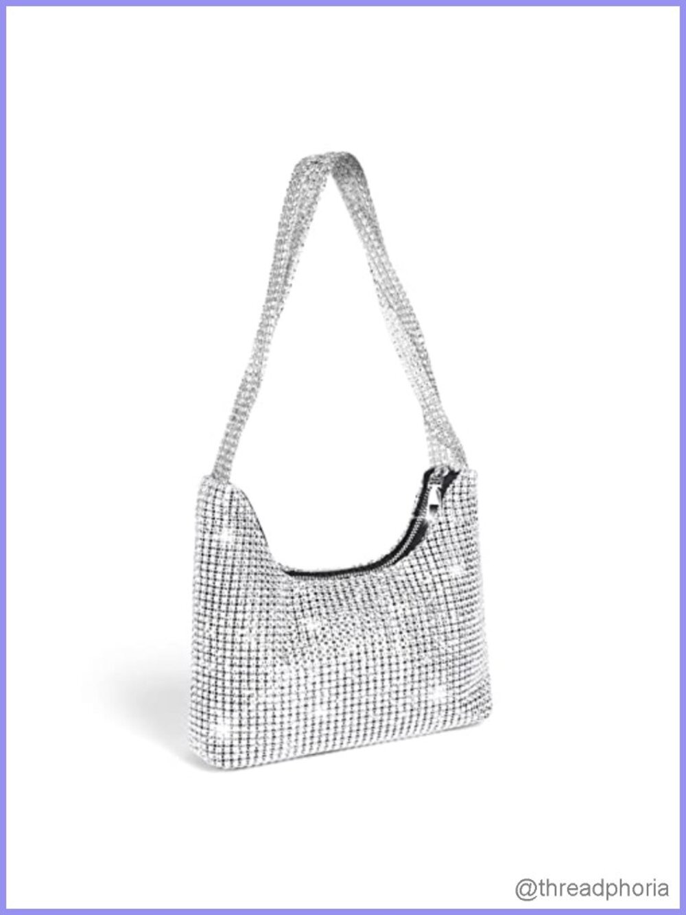 Rhinestone Evening Bag Women Clutch Zipper Shoulder Purse Wedding Party